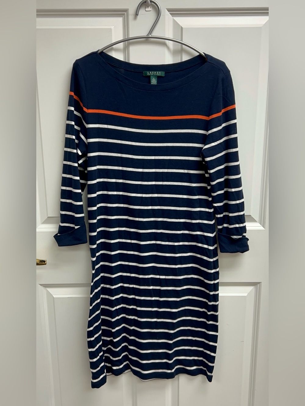 Lauren Ralph Lauren Striped Boatneck Jersey Dress Size XL